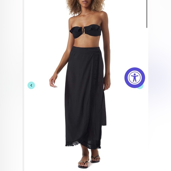 Melissa Odabash Lily high-rise woven maxi skirt Black Size Small - Picture 4 of 11